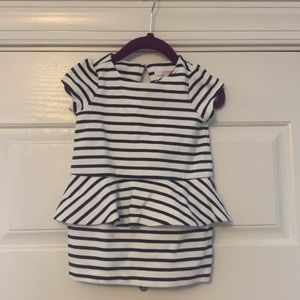 Black and white striped peplum dress
